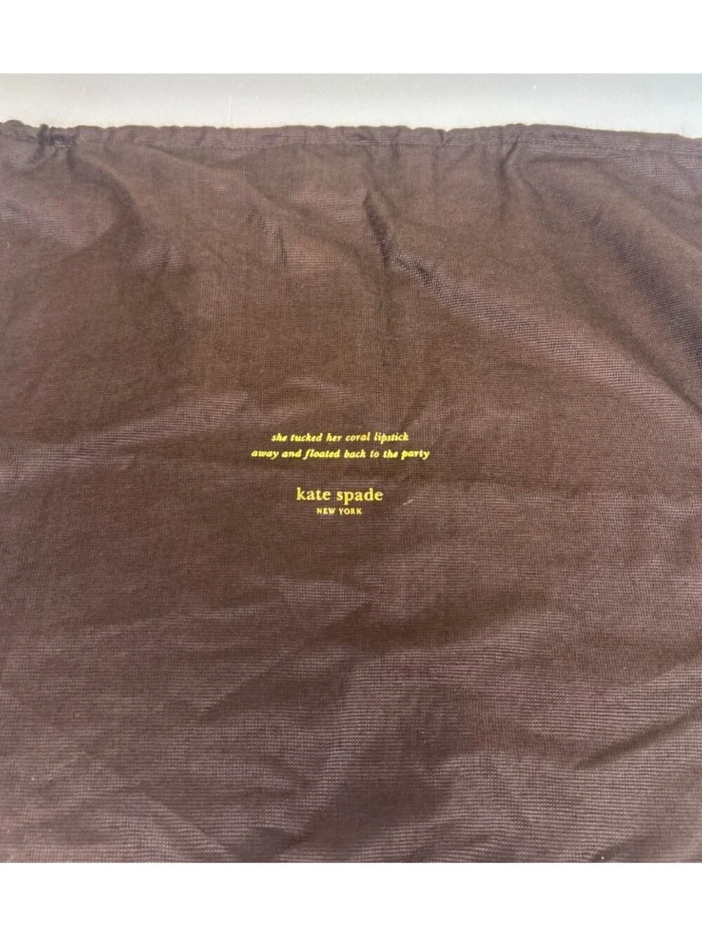 Kate Spade New York Purse Dust Bag Brown Drawstring Pink Cord 17x19 Large